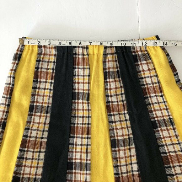 Vintage Chessa Davis Maxi Skirt Women's Medium Black Yellow Check Cottagecore - Picture 7 of 8